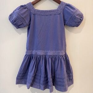 Mini Boden Drop Waist Eyelet Dress Soft Starboard Blue 4-5Y